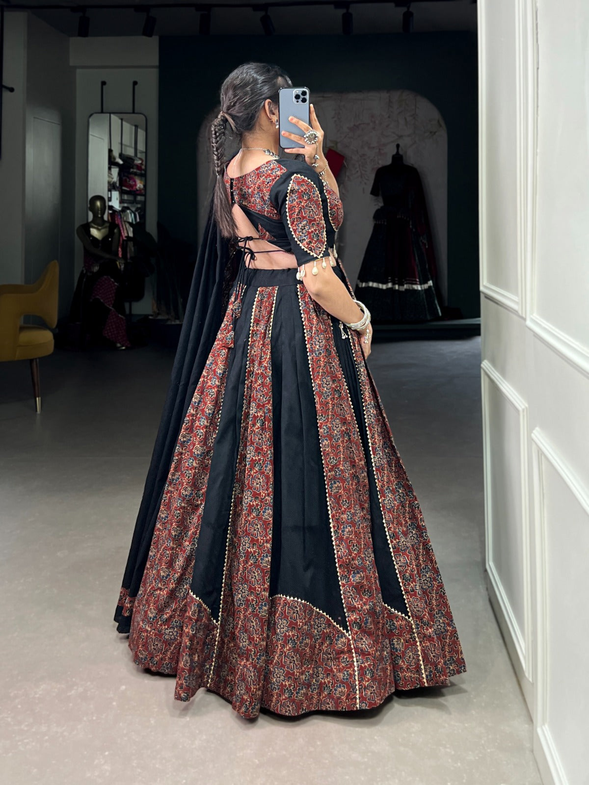 Maroon Navratri Lehenga Set with Gota Patti and Mirror Work ClothsVilla