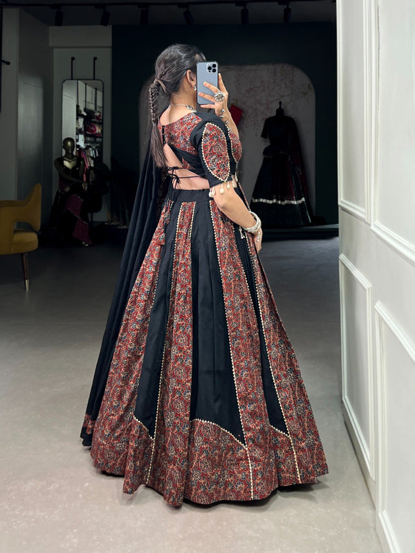 Maroon Navratri Lehenga Set with Gota Patti and Mirror Work ClothsVilla