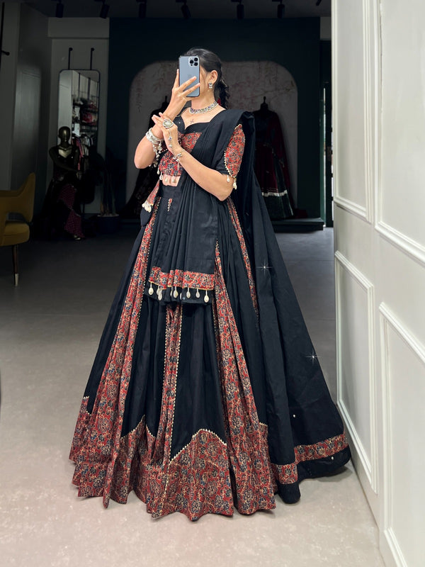 Maroon Navratri Lehenga Set with Gota Patti and Mirror Work ClothsVilla