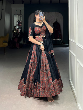 Maroon Navratri Lehenga Set with Gota Patti and Mirror Work ClothsVilla