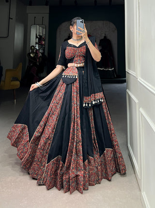 Maroon Navratri Lehenga Set with Gota Patti and Mirror Work ClothsVilla