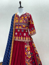 Load image into Gallery viewer, Maroon Navratri Pure Rayon Lehenga Choli Set with Gamthi Embroidery Clothsvilla