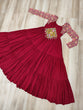 Load image into Gallery viewer, Maroon Navratri Special Gown with Kutchi Gamthi Embroidery – 3 Layer Frill &amp; 12 Meter Flair ClothsVilla