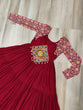 Load image into Gallery viewer, Maroon Navratri Special Gown with Kutchi Gamthi Embroidery – 3 Layer Frill &amp; 12 Meter Flair ClothsVilla