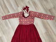 Load image into Gallery viewer, Maroon Navratri Special Gown with Kutchi Gamthi Embroidery – 3 Layer Frill &amp; 12 Meter Flair ClothsVilla