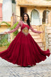Load image into Gallery viewer, Maroon Navratri Special Gown with Kutchi Gamthi Embroidery – 3 Layer Frill &amp; 12 Meter Flair ClothsVilla