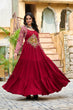 Load image into Gallery viewer, Maroon Navratri Special Gown with Kutchi Gamthi Embroidery – 3 Layer Frill &amp; 12 Meter Flair ClothsVilla