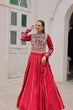 Load image into Gallery viewer, Maroon Navratri Special Roman Fabric Lehenga Choli with Kutchi Gamthi &amp; Mirror Work ClothsVilla