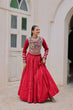 Load image into Gallery viewer, Maroon Navratri Special Roman Fabric Lehenga Choli with Kutchi Gamthi &amp; Mirror Work ClothsVilla