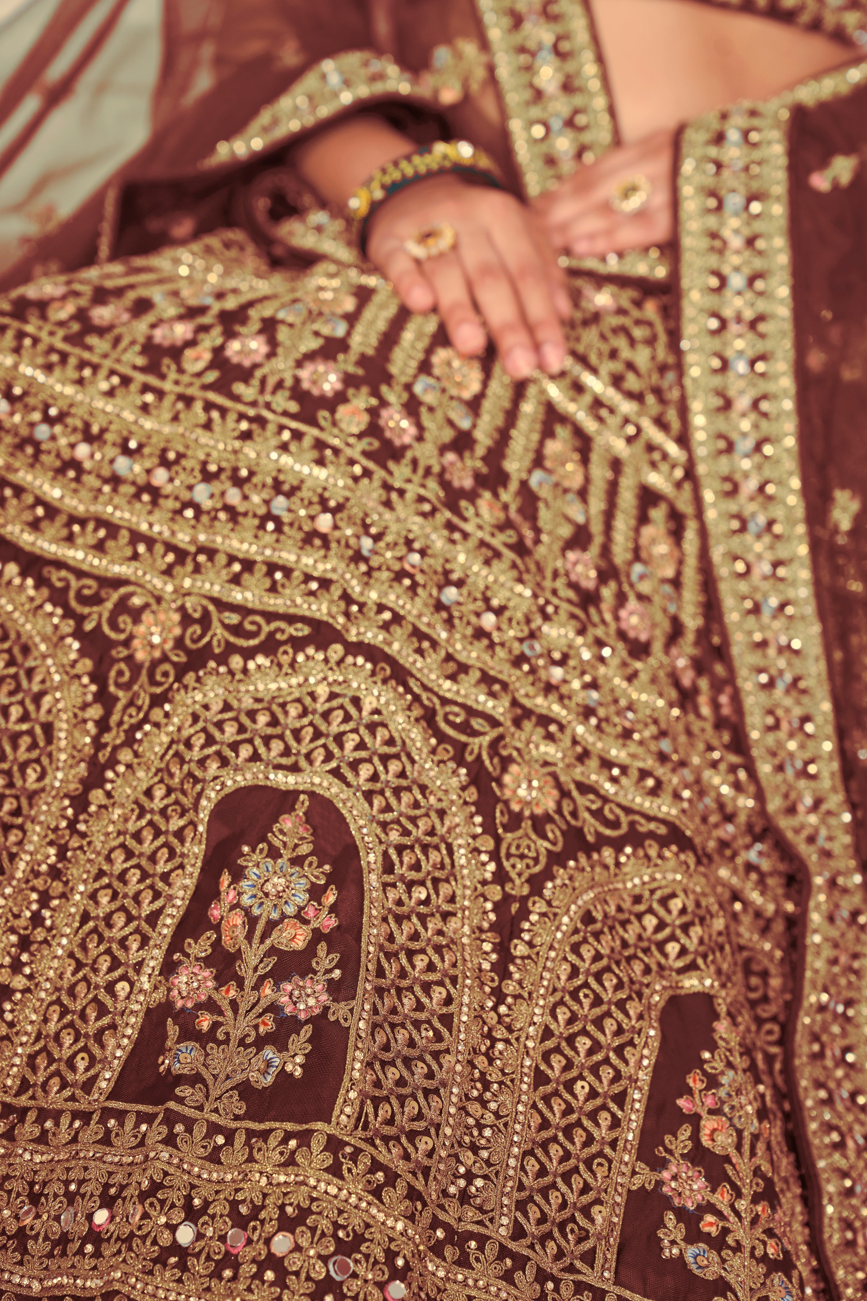 Maroon Organza Net Lehenga Choli Set - Embroidered Bridal Wear ClothsVilla