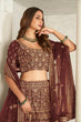 Load image into Gallery viewer, Maroon Organza Net Lehenga Choli Set - Embroidered Bridal Wear ClothsVilla