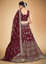 Load image into Gallery viewer, Maroon Pakistani Georgette Lehenga Choli For Indian Festivals &amp; Weddings - Sequence Embroidery Work, Clothsvilla