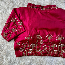 Load image into Gallery viewer, Maroon Pista Silk Blouse with Handwork and Designer Handcrafted Collar ClothsVilla