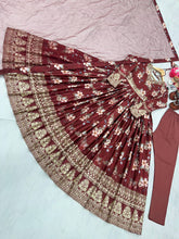 Load image into Gallery viewer, Maroon Premium Designer Chinon Silk Printed Gown with Sequence Work Clothsvilla