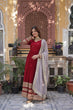Load image into Gallery viewer, Maroon Premium Designer Readymade Gown with Dupatta – Elegant Embroidery Zari &amp; Sequins Work