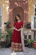 Load image into Gallery viewer, Maroon Premium Designer Readymade Gown with Dupatta – Elegant Embroidery Zari &amp; Sequins Work
