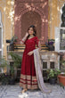 Load image into Gallery viewer, Maroon Premium Designer Readymade Gown with Dupatta – Elegant Embroidery Zari &amp; Sequins Work
