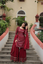 Load image into Gallery viewer, Maroon Premium Designer Readymade Sharara Suit with Dupatta - Elegant &amp; Stylish Clothsvilla