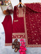 Load image into Gallery viewer, Maroon Premium Designer Readymade Suit Set Heavy Chinon Silk Clothsvilla