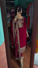 Load image into Gallery viewer, Maroon Premium Designer Readymade Suit Set Heavy Chinon Silk Clothsvilla