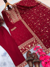 Load image into Gallery viewer, Maroon Premium Designer Readymade Suit Set Heavy Chinon Silk Clothsvilla