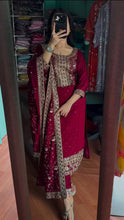 Load image into Gallery viewer, Maroon Premium Designer Readymade Suit Set Heavy Chinon Silk Clothsvilla