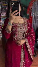 Load image into Gallery viewer, Maroon Premium Designer Readymade Suit Set Heavy Chinon Silk Clothsvilla