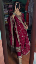 Load image into Gallery viewer, Maroon Premium Designer Readymade Suit Set Heavy Chinon Silk Clothsvilla