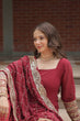 Load image into Gallery viewer, Maroon Premium Designer Readymade Top-Sharara-Dupatta Collection ClothsVilla