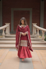 Load image into Gallery viewer, Maroon Premium Designer Readymade Top-Sharara-Dupatta Collection ClothsVilla