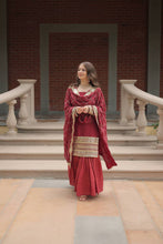 Load image into Gallery viewer, Maroon Premium Designer Readymade Top-Sharara-Dupatta Collection ClothsVilla