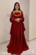 Load image into Gallery viewer, Maroon Premium Heavy Faux Georgette Embroidered Gown Set with Dupatta &amp; Bottom – Full Stitched ClothsVilla