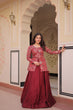 Load image into Gallery viewer, Maroon Premium Vichitra Silk Lehenga Set with Jequard Blouse &amp; Hexagon Latkan Detailing ClothsVilla