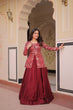 Load image into Gallery viewer, Maroon Premium Vichitra Silk Lehenga Set with Jequard Blouse &amp; Hexagon Latkan Detailing ClothsVilla