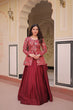Load image into Gallery viewer, Maroon Premium Vichitra Silk Lehenga Set with Jequard Blouse &amp; Hexagon Latkan Detailing ClothsVilla
