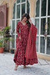 Load image into Gallery viewer, Maroon Pure Cotton 3-Piece Ethnic Suit Set ClothsVilla