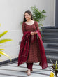 Load image into Gallery viewer, Maroon Pure Cotton Ajrakh Print Anarkali Suit Set with 4.5 Meter Flair, Crape Bottom &amp; Faux Georgette Dupatta ClothsVilla