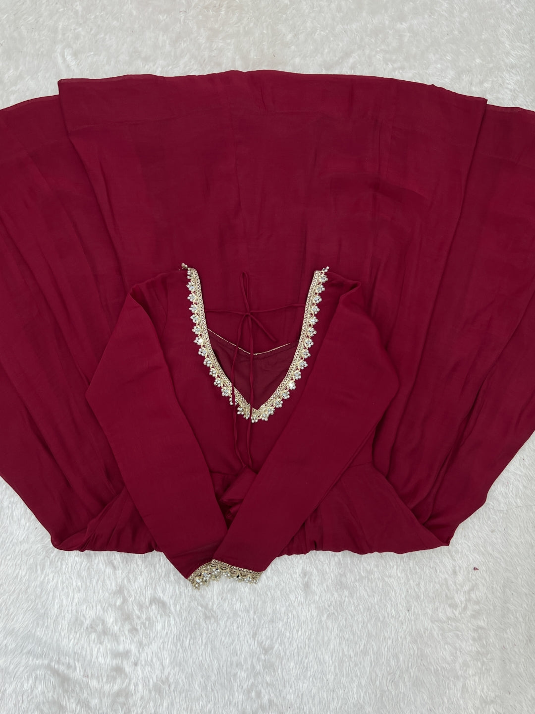 Maroon Pure Mal Chanderi Anarkali Gown ClothsVilla