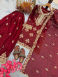 Load image into Gallery viewer, Maroon Pure Silk Heavy Embroidered Kurta Palazzo Set with Dupatta ClothsVilla