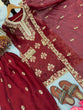 Load image into Gallery viewer, Maroon Pure Silk Heavy Embroidered Kurta Palazzo Set with Dupatta ClothsVilla