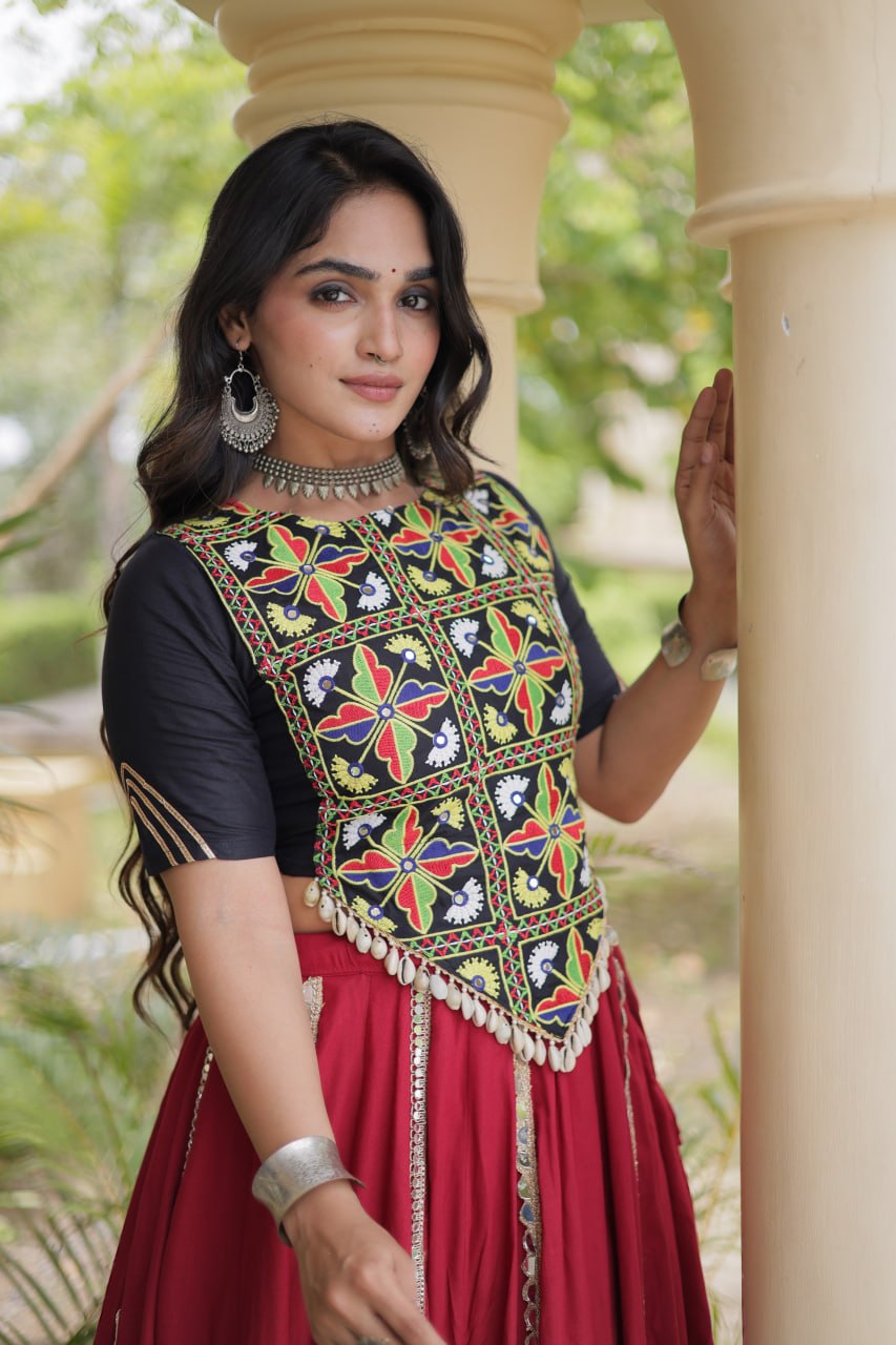Maroon Rayon Lehenga Choli Clothsvilla