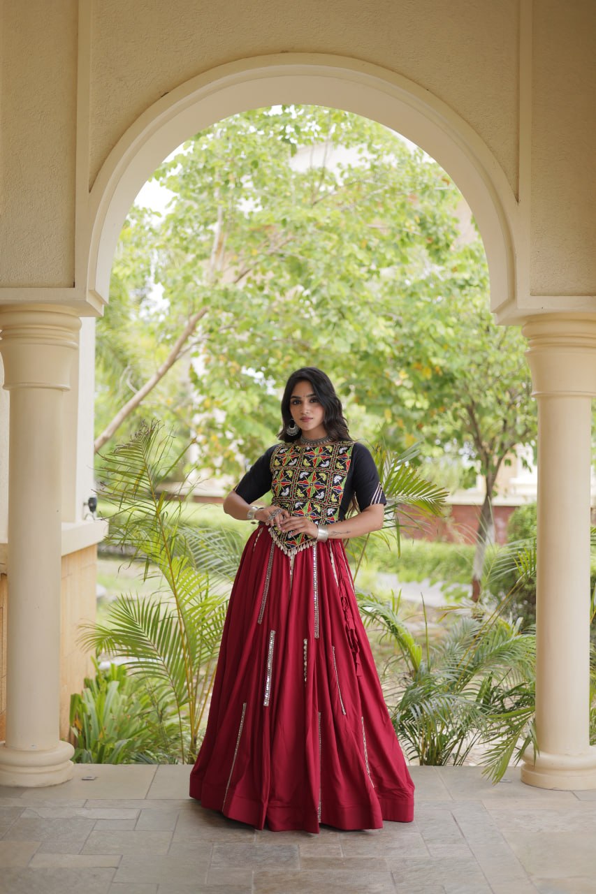 Maroon Rayon Lehenga Choli Clothsvilla