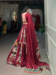 Load image into Gallery viewer, Maroon Rayon Printed Silk Lehenga Choli with Gota Patti &amp; Cowrie Detailing ClothsVilla