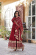 Load image into Gallery viewer, Maroon Regal Bloom – Embroidered Zari Sequins Gown Set ClothsVilla