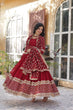 Load image into Gallery viewer, Maroon Regal Bloom – Embroidered Zari Sequins Gown Set ClothsVilla
