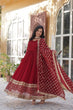 Load image into Gallery viewer, Maroon Regal Bloom – Embroidered Zari Sequins Gown Set ClothsVilla