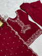 Load image into Gallery viewer, Maroon Roman Silk Farshi Shalwar Set ClothsVilla