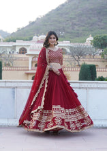 Load image into Gallery viewer, Maroon Sequined Faux Georgette Lehenga Choli Set with Dupatta ClothsVilla