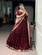 Load image into Gallery viewer, Maroon Silk Embroidered Lehenga Set ClothsVilla