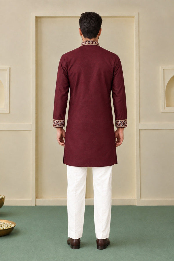 Maroon Silk Kurta Pant Set ClothsVilla